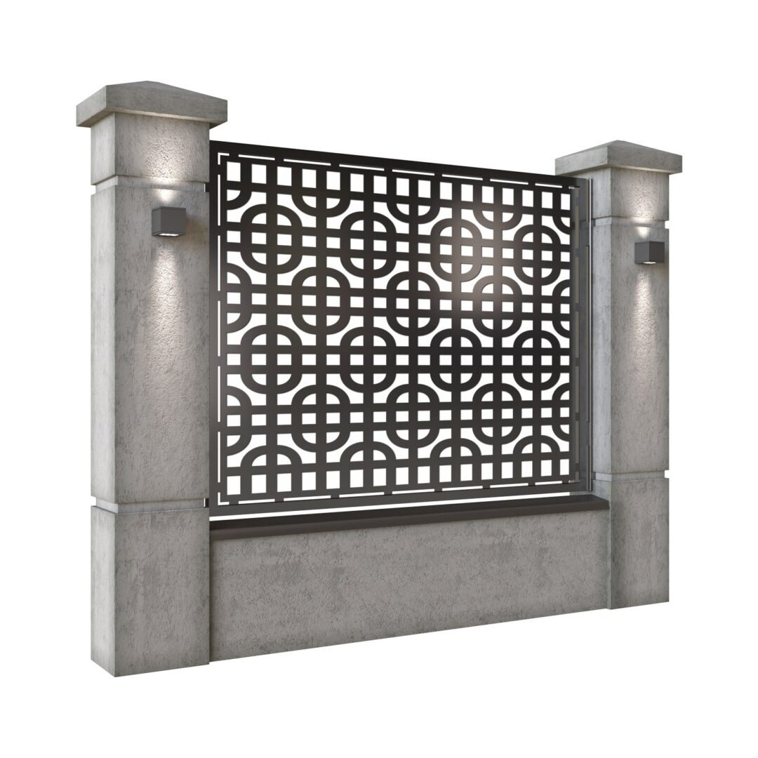 Panou de gard mare din tabla decupata (traforata) CNC cu plasma, model Toronto, SM TRT03, 1940 x 1500 mm, Negru - imagine 2