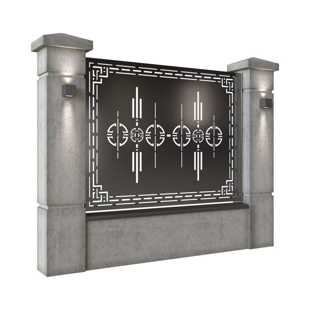 Panou de gard mare din tabla decupata (traforata) CNC cu plasma, model Tribal, SM TRB03, 1940 x 1500 mm, Negru - imagine 2