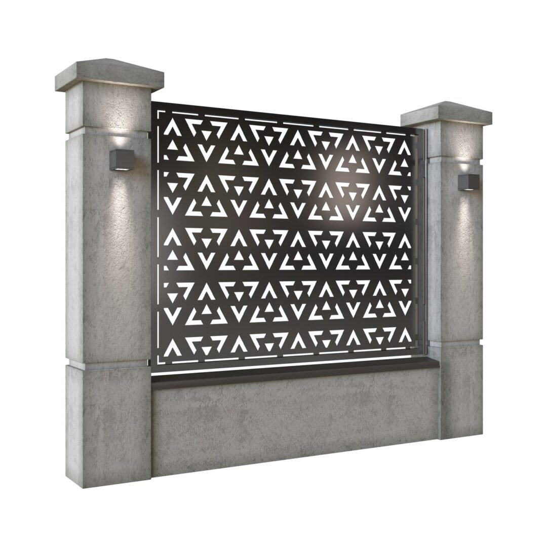 Panou de gard mare din tabla decupata (traforata) CNC cu plasma, model Trio, SM TRIO03, 1940 x 1500 mm, Negru - imagine 2